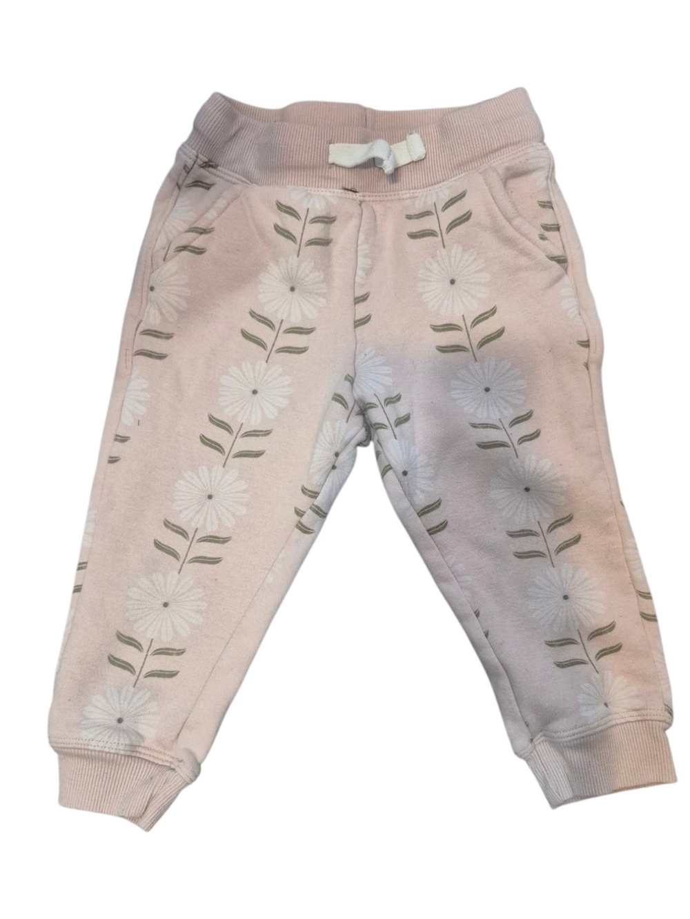Toddler Pink Floral Joggers with Elastic Waist